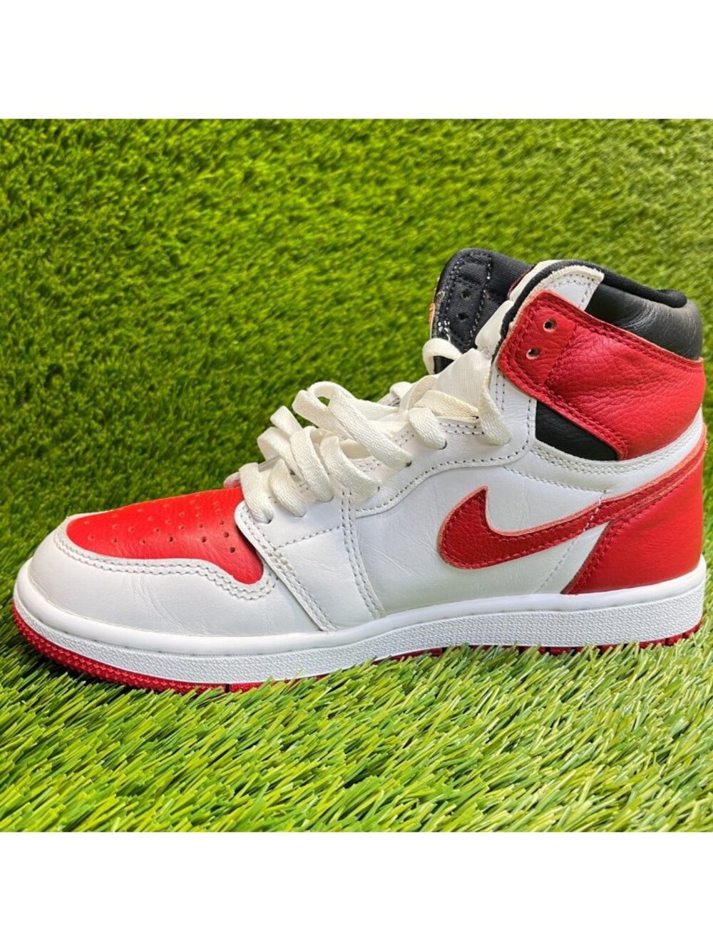 Nike Air Jordan 1 Retro High‎ OG Mens Size 7.5 White Red Athletic Shoes Sneakers